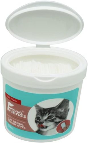 FRESH FRIENDS Pet Wipes For Cats Cat wipes Cleaning Deodorizing Finger Wipes For Cats Cat wipes Teeth Cleaning Reduces Plaque Freshens Breath Milk Flavor